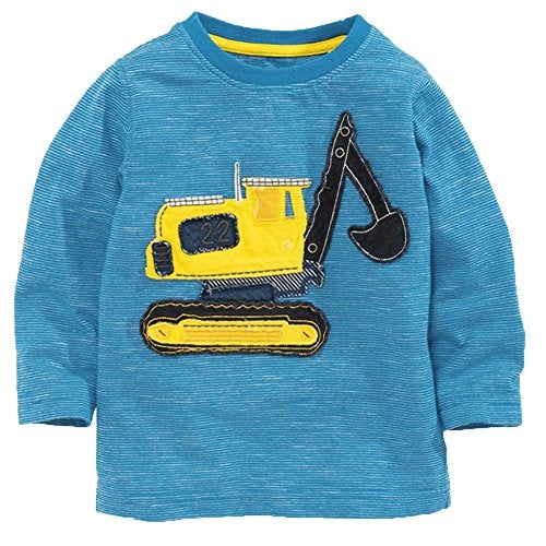 Frogwill Toddler Boys Excavator Long Sleeve Cartoon T Shirts 4t Blue - Image 1
