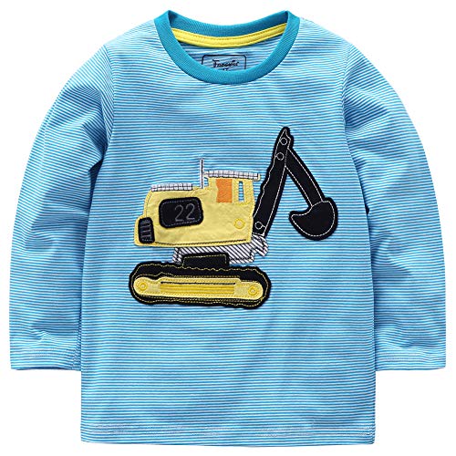 Frogwill Toddler Boys Excavator Long Sleeve Cartoon T Shirts 4t Blue - Image 2