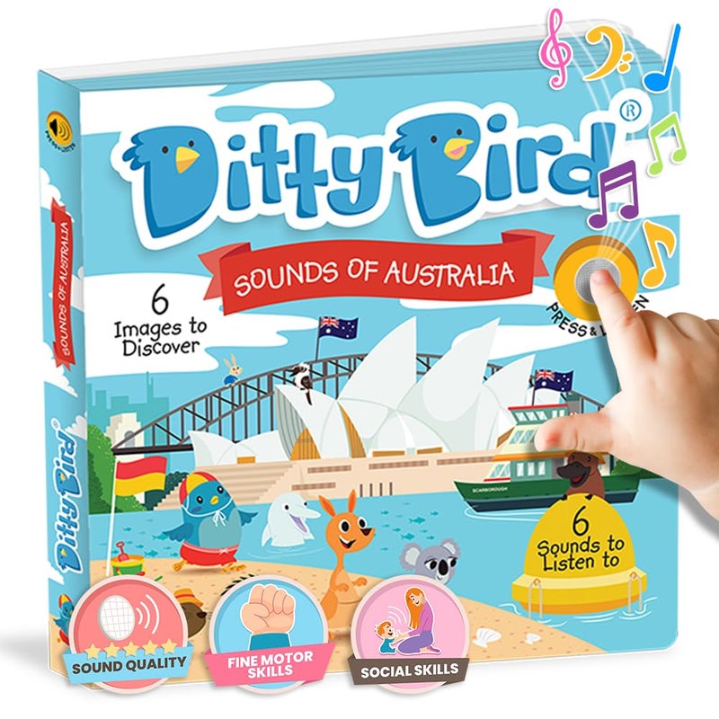 Ditty Bird Musical Toddler Books | Fun Sensory Songs of Australia | Sing Along Books for Toddlers 1-3 | Interactive Talking Book | Sturdy Baby Sound Books | Australian Nursery Rhyme Toys with Koala - Image 1