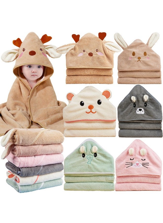 BEFACL 6Pack Hooded Baby Towels, Premium Ultra Soft Absorbent Coral Fleece Baby Bath Towel For Newborns, Toddlers, And Kids, 32X32 In Natural Baby Stuff Towel With Hood For Boy And Girl - Image 1