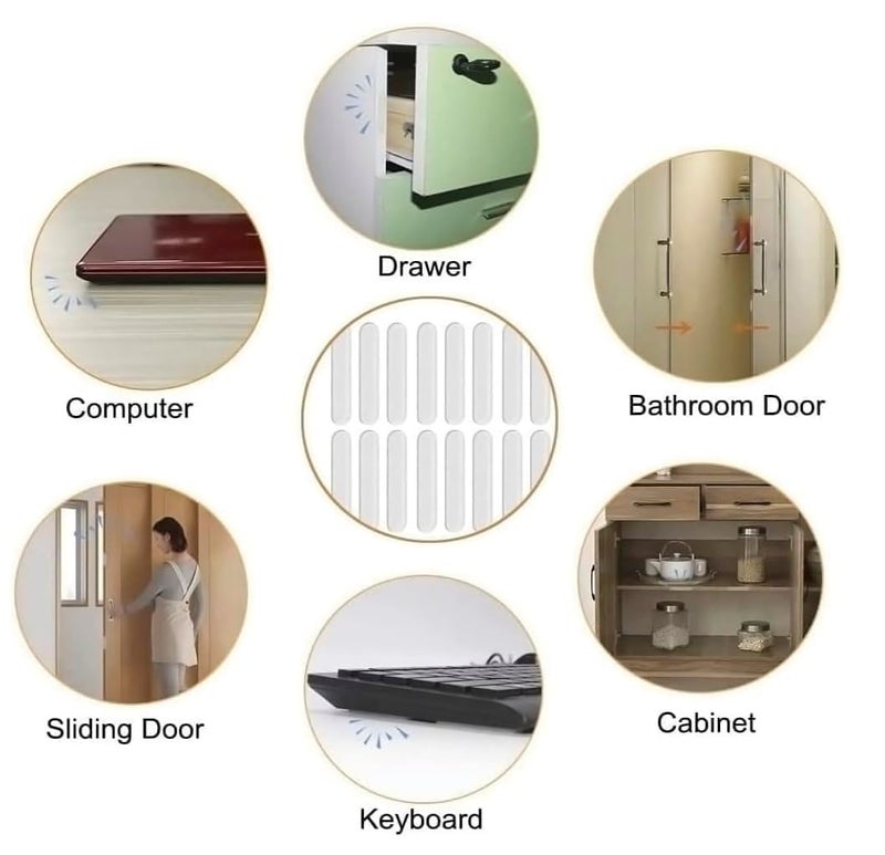 MVM Enterprise Wall Protector Rubber Stopper use for Home Kitchen Bedroom Clear Round Door Self Adhesive Guard from Doors Handle Door Stop Stick On Cabinet Furniture Corner Refrigerator 10 pcs - Image 3