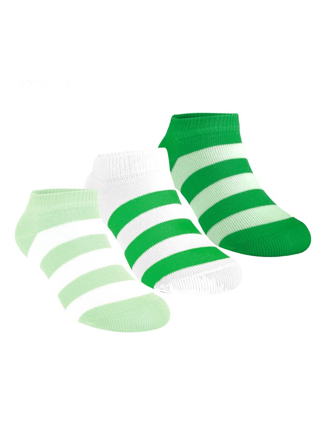 STITCH Girls Pack of 3 Lycra Ankle Casual Stripes Socks - Image 1