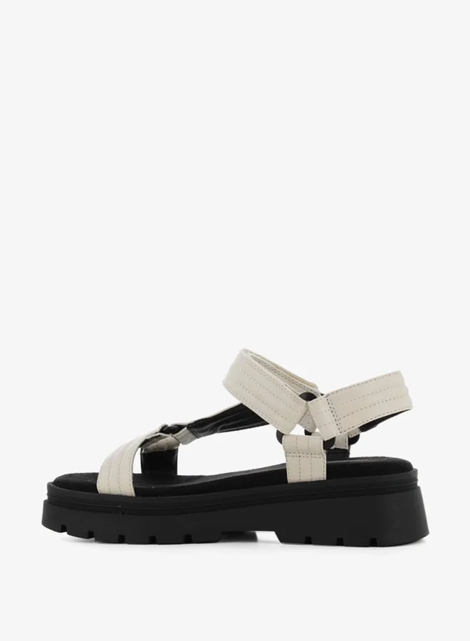 SJ Women's Textured Open Toe Sandals with Hook and Loop Closure