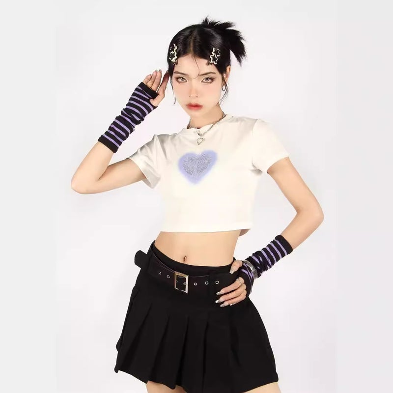 American Chic Sweet Spicy Style Shoulder Short Short-Sleeved T-Shirt Women'S Summer Niche Design Sense Spice Girl Sleeve Top Ins - Image 3