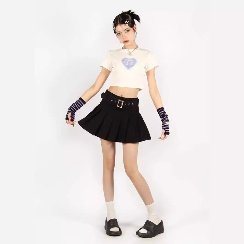 American Chic Sweet Spicy Style Shoulder Short Short-Sleeved T-Shirt Women'S Summer Niche Design Sense Spice Girl Sleeve Top Ins - Image 5