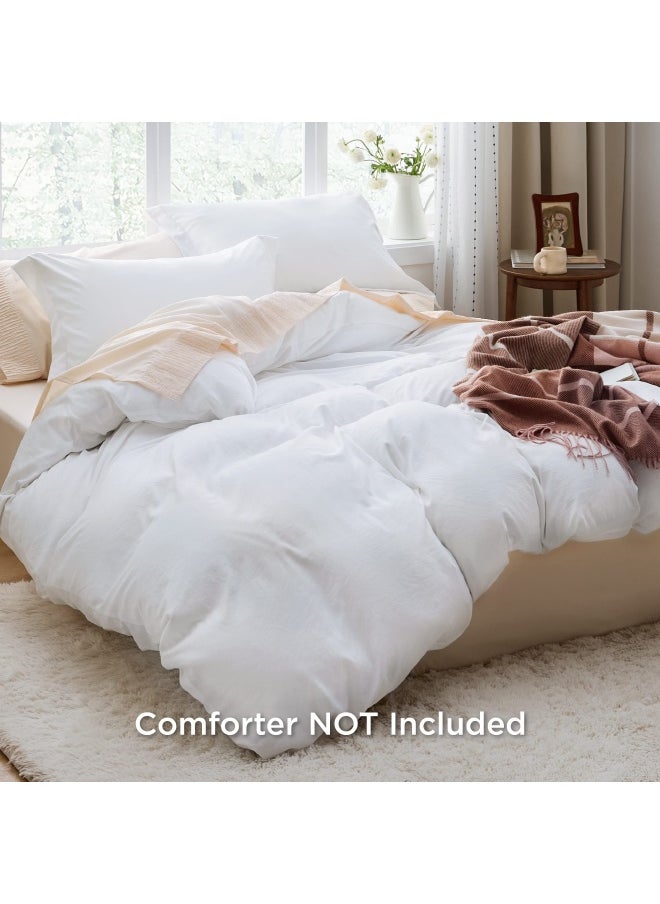 Bedsure White Duvet Cover Queen Size Soft Prewashed Queen Duvet Cover Set 3 Pieces 1 Duvet Cover 90X90 Inches With Zipper Closure And 2 Pillow Shams  - Image 2