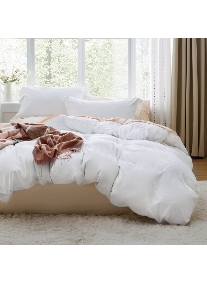 Bedsure White Duvet Cover Queen Size Soft Prewashed Queen Duvet Cover Set 3 Pieces 1 Duvet Cover 90X90 Inches With Zipper Closure And 2 Pillow Shams  - Image 1