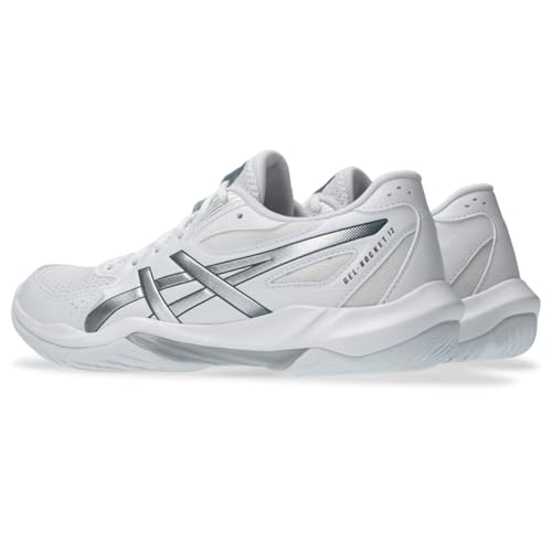 asics أحذية الكرة الطائرة النسائية من ASICS جيل-روكيت 12، 11، أبيض/فضي نقي - Image 3