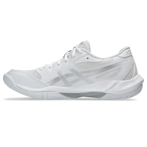 asics أحذية الكرة الطائرة النسائية من ASICS جيل-روكيت 12، 11، أبيض/فضي نقي - Image 4
