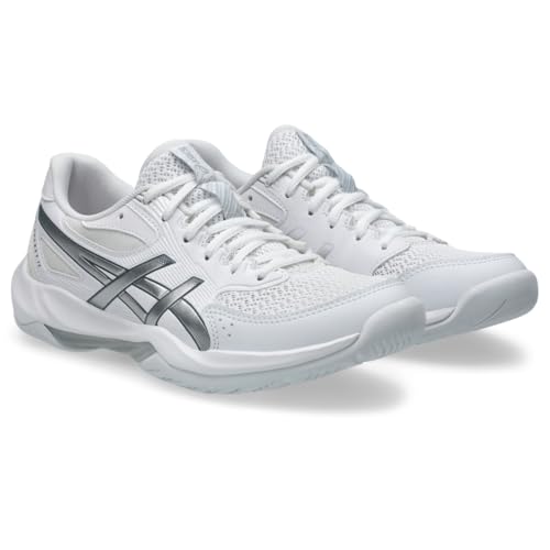 asics أحذية الكرة الطائرة النسائية من ASICS جيل-روكيت 12، 11، أبيض/فضي نقي - Image 2