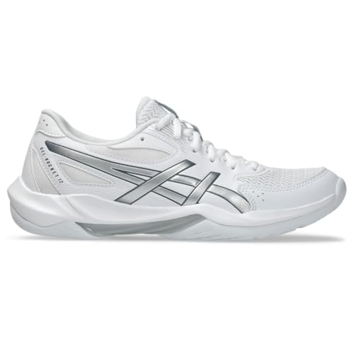 asics أحذية الكرة الطائرة النسائية من ASICS جيل-روكيت 12، 11، أبيض/فضي نقي - Image 1