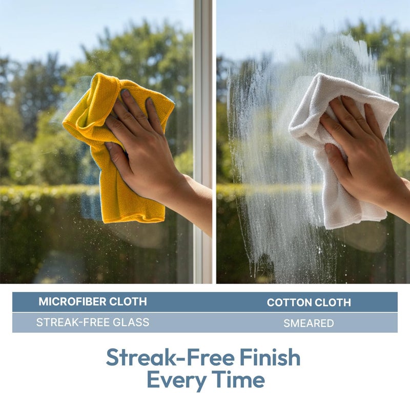 delka Microfibre Cleaning Cloths - Multi-Purpose, Ultra Soft & Lint-Free, 12 Pack (Yellow) - Image 4