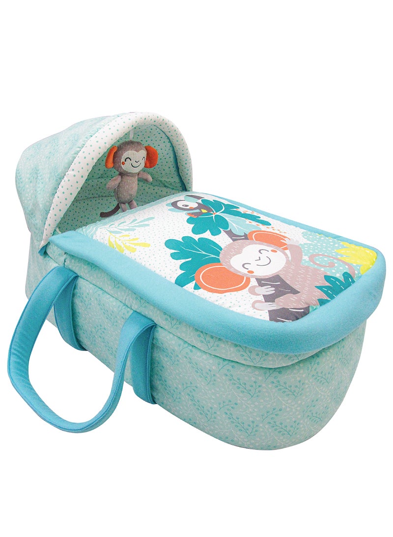Moon Jungle Friends Moses Basket, Bedside Sleeper, Travel Carrycot, 0m+ - Image 1