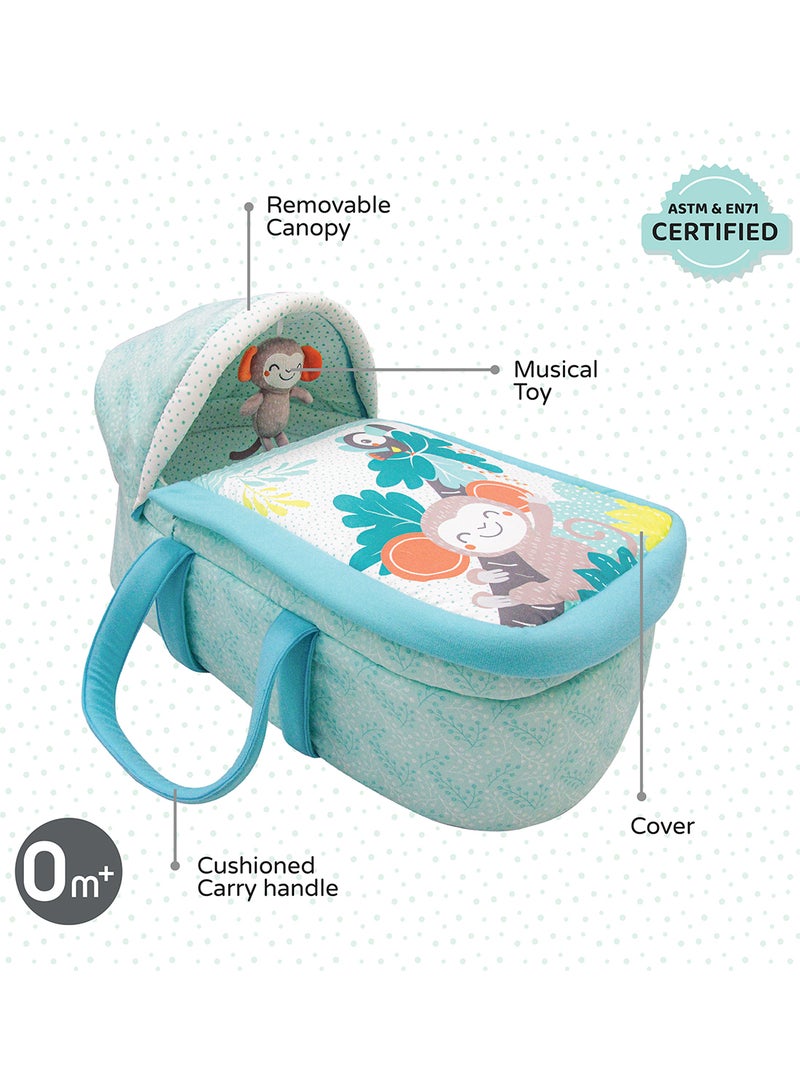 Moon Jungle Friends Moses Basket, Bedside Sleeper, Travel Carrycot, 0m+ - Image 2