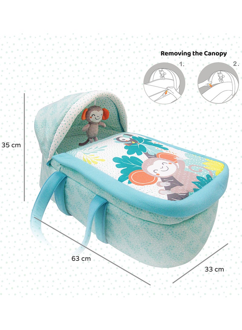 Moon Jungle Friends Moses Basket, Bedside Sleeper, Travel Carrycot, 0m+ - Image 4