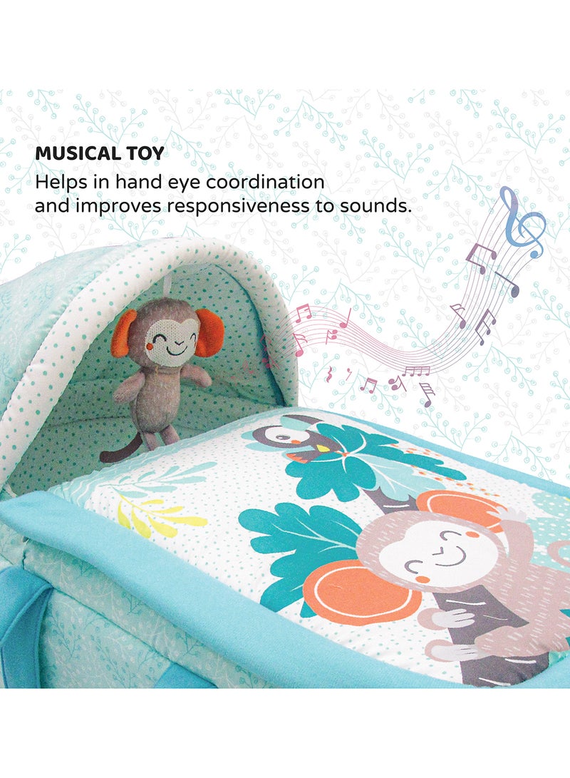 Moon Jungle Friends Moses Basket, Bedside Sleeper, Travel Carrycot, 0m+ - Image 3