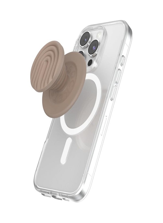 PopSockets Phone Grip for MagSafe with Kickstand, Magnetic Stand, Swappable Top, Secure Hold for iPhone MagSafe Cases, Phone & Tablet Grip, Cute PopSockets - Curves Latte - Image 1