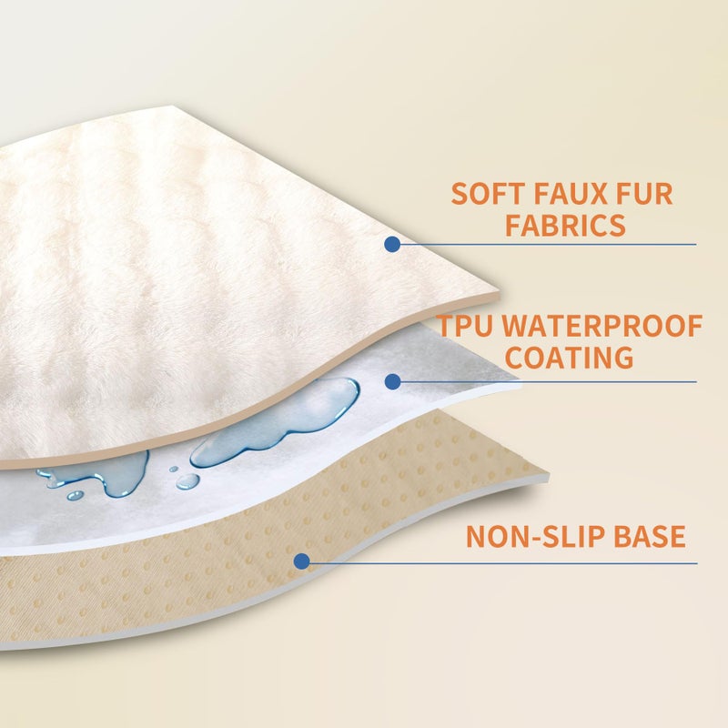 Hittun Waterproof Dog Bed Cover Non Slip Couch Covers for Dogs Washable Soft Faux Fur Sofa Cover Couch Covers for 3 Cushion Couch Sofa Pet Friendly (Off White) - Image 3