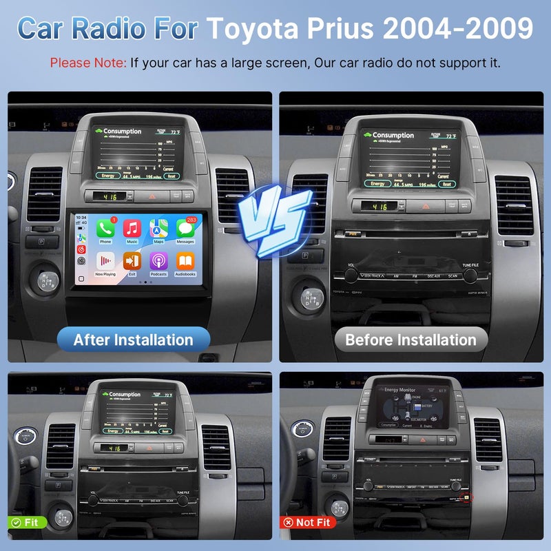 Leadfan Android 12 Car Radio for (JBL Version) Toyota Prius 2004 2005 2006 2007 2008 2009 Upgrade with Wireless Carplay/Android Auto, 9 Inch Screen GPS/Bluetooth/SWC/Backup Camera - Image 2