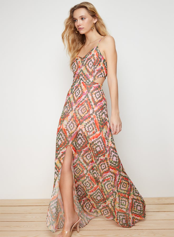 trendyol A-line Lined Floral Print Maxi Woven Dress - Image 1