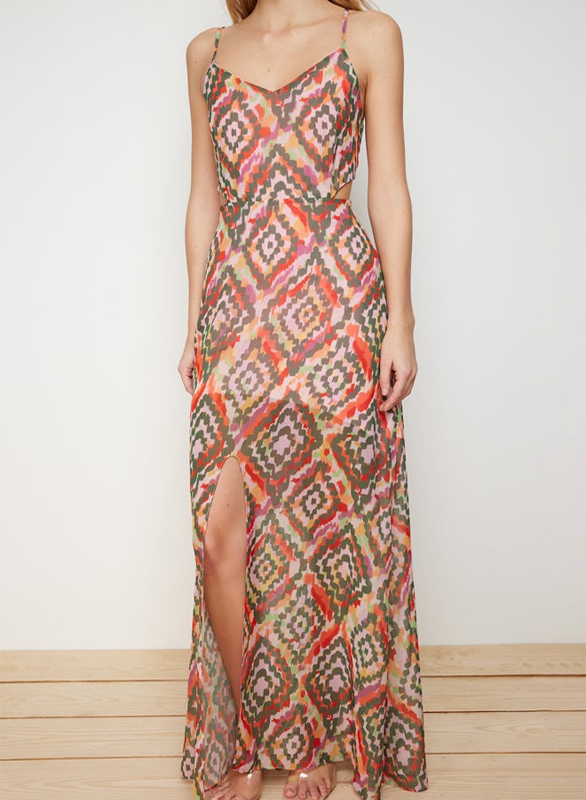 trendyol A-line Lined Floral Print Maxi Woven Dress - Image 4
