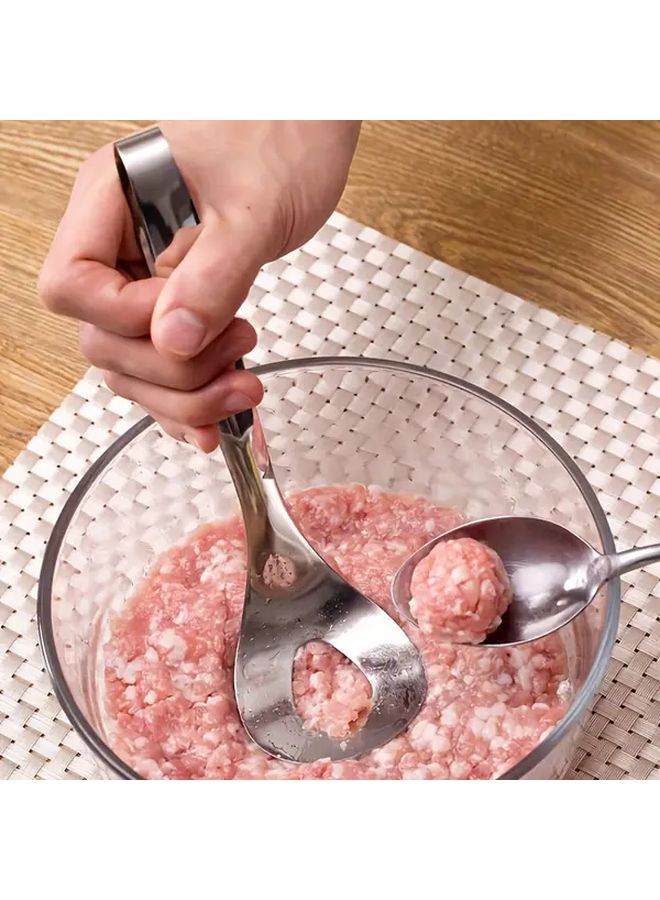 2 Pcs Stainless Steel Meatball Maker Spoon Set Non Stick Kitchen Tool Food Safe - Image 1
