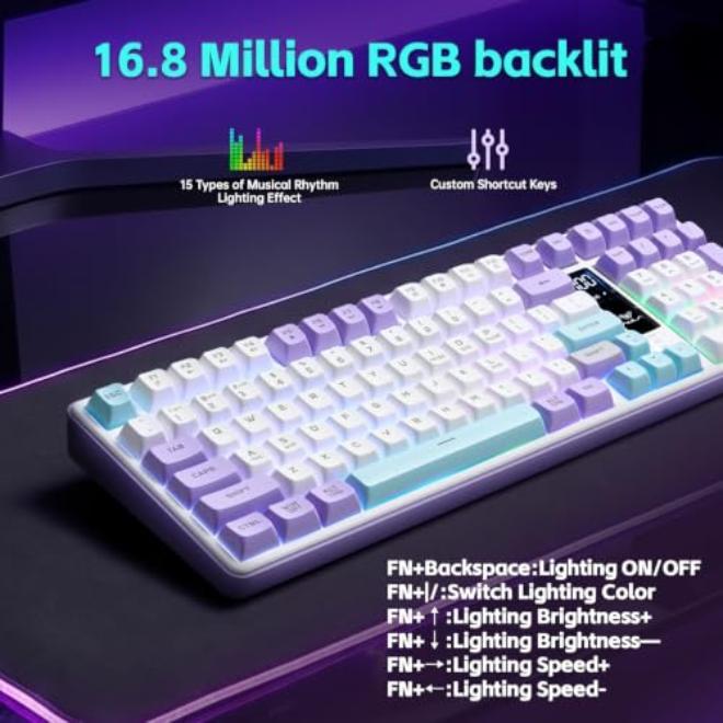 Wireless Mechanical Gaming Keyboard with Silent Switches and RGB Backlight → Typing, Gaming, Streaming, Coding → Office Home Dorm Use → 104 Keys 2.4GHz USB Dongle - Image 4