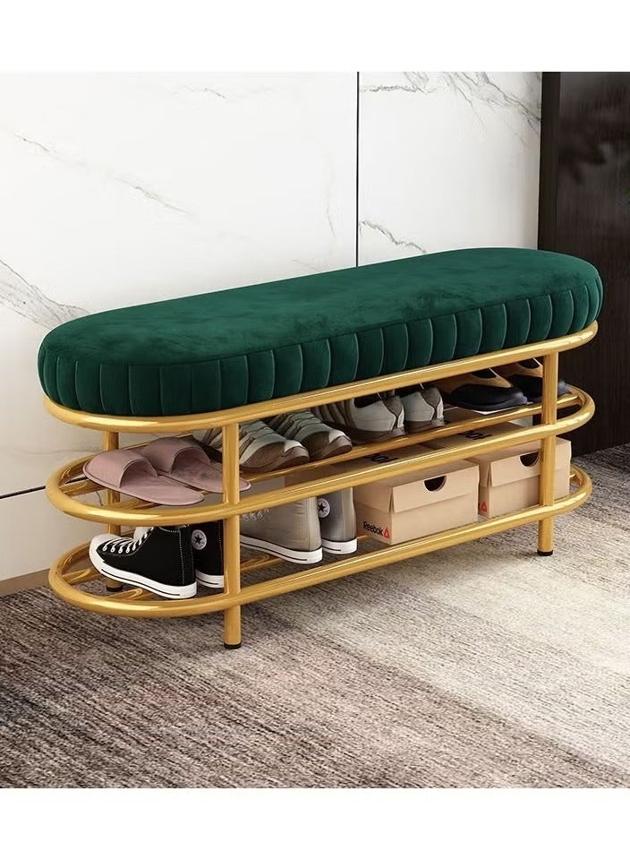 Generic Shoe Bench Metal Frame , 2-Tier Shoe Rack Upholstered Shoe Bench with Padded Seat for Entryway, Hallway, Living Room, Bedroom  - Image 1