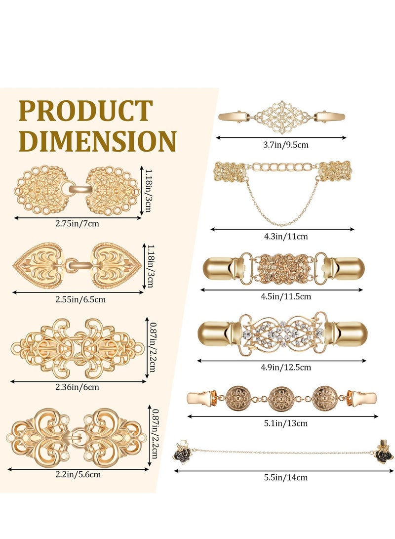 Excefore Retro Cardigan Clip, 10 Pcs Vintage Sweater Swirl Clip, Antique Flowers Pattern Sweater Shawl Clips, Dresses Shawl Clip, Shirt Brooch Clip for Women, for Women Girls - Image 2