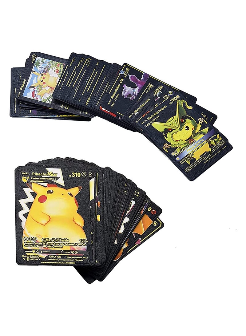 Pokemon 55 PCS Assorted Cards Deck Box Set TCG Cards Rare Shiny Card Collection Cards (Black) - Image 1