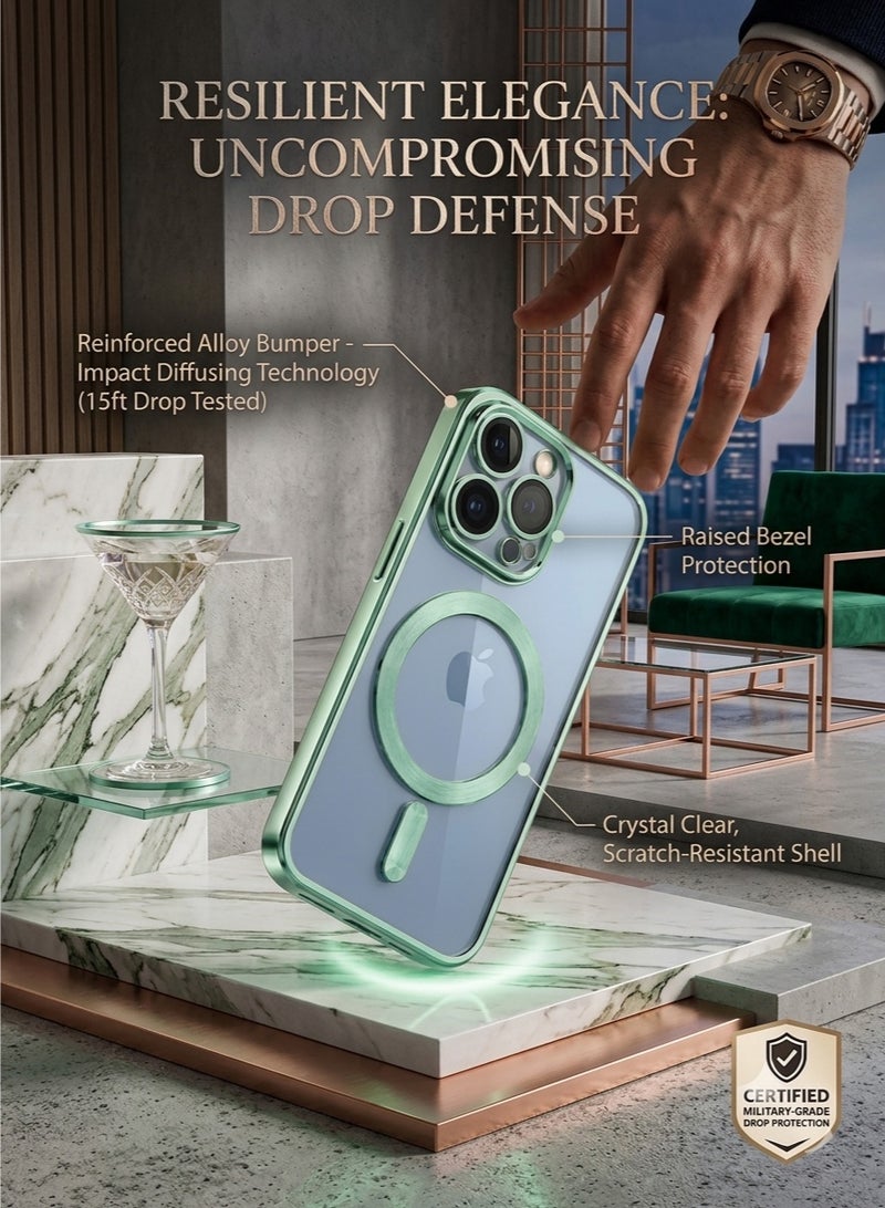 MagSafe Magnetic Clear Case for Apple iPhone 13 Pro Max 6.7 inch – Slim Shockproof Protective Cover  Lens Protection - Light Green - Image 4