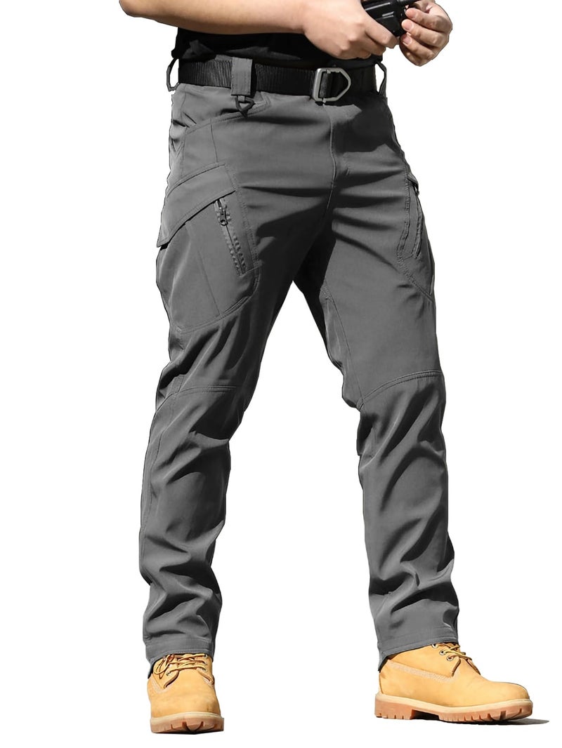 AUTIWITUA Mens Tactical Cargo Pants Water Resistant Lightweight Hiking Pants Outdoor Work Pants with Multi PocketsNo Belt