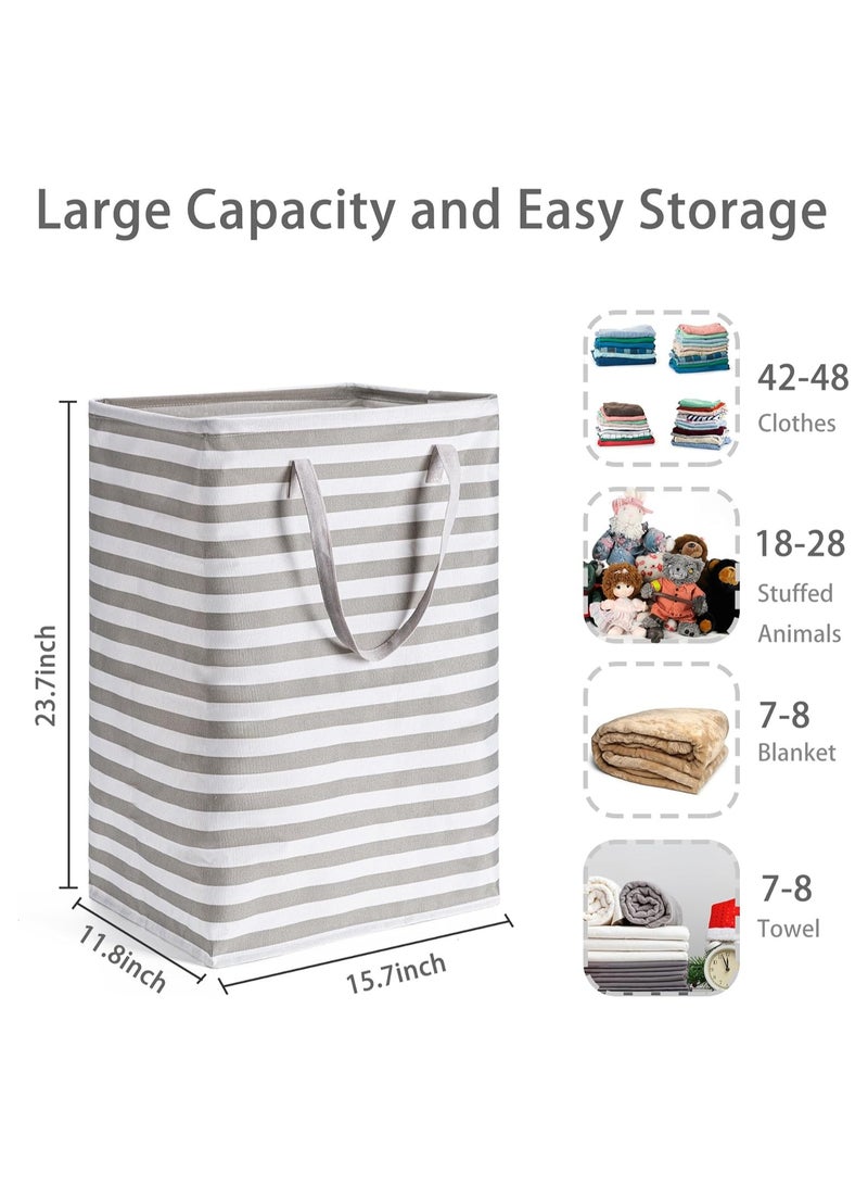 2 Pack Large Laundry Basket,Waterproof Freestanding Laundry Hamper,Collapsible Clothes Basket with Easy Carry Handles in Laundry Room Bathroom Bedroom Dorm,Grey,75L - Image 2
