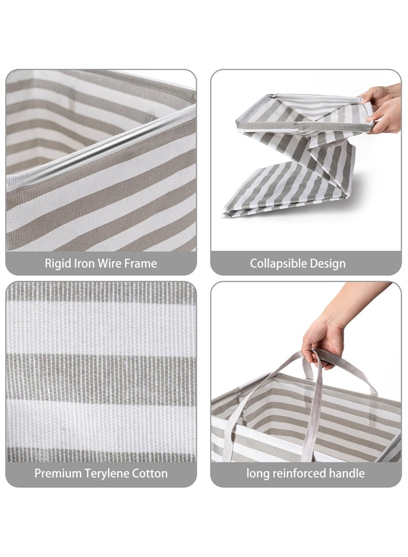 2 Pack Large Laundry Basket,Waterproof Freestanding Laundry Hamper,Collapsible Clothes Basket with Easy Carry Handles in Laundry Room Bathroom Bedroom Dorm,Grey,75L - Image 3
