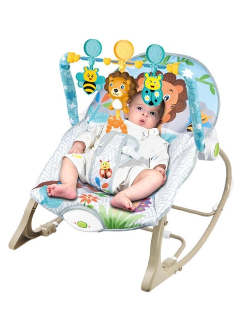 Baby Rocking Chair, Baby Bouncer, with Music, Vibration and Hanging Toys