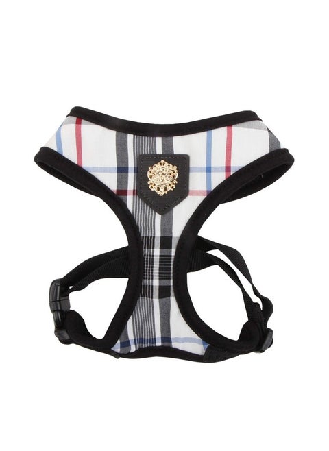 Puppia Junior Over-The-Head Dog Harness Checkered Pattern No Choke No Pull Adjustable Chest Belt Walking Training for Small and Medium Dog, Black, X-Large