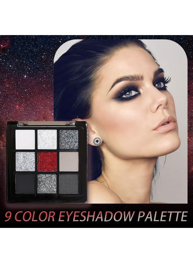 CAKAILA Smokey Black Red Eyeshadow Palette,9 Colors Dark Shimmer Matte Metallic Makeup Pallet,Pigmented Make Up Kit for Halloween Parties Christmas Joker Vampire Clown,Long Lasting Waterproof - Image 3
