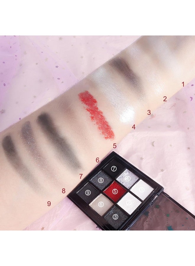 CAKAILA Smokey Black Red Eyeshadow Palette,9 Colors Dark Shimmer Matte Metallic Makeup Pallet,Pigmented Make Up Kit for Halloween Parties Christmas Joker Vampire Clown,Long Lasting Waterproof - Image 4