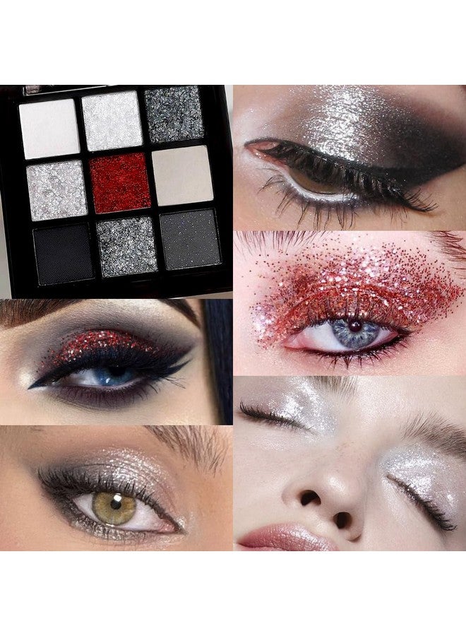CAKAILA Smokey Black Red Eyeshadow Palette,9 Colors Dark Shimmer Matte Metallic Makeup Pallet,Pigmented Make Up Kit for Halloween Parties Christmas Joker Vampire Clown,Long Lasting Waterproof - Image 2