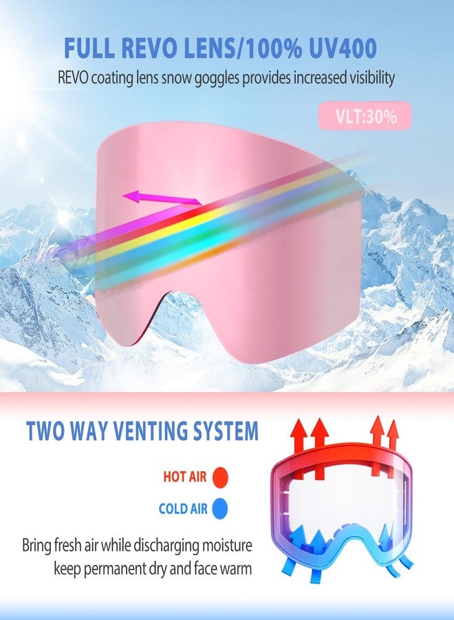 EXP VISION Ski/Snowboard Goggles Parent-child Snow Goggles Over Glasses for Men, Women Youth Kids (Adult Ski Goggles-Cherry Pink) - Image 2
