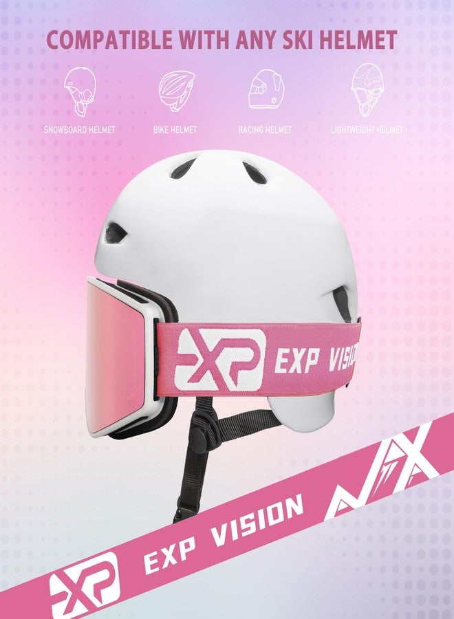 EXP VISION Ski/Snowboard Goggles Parent-child Snow Goggles Over Glasses for Men, Women Youth Kids (Adult Ski Goggles-Cherry Pink) - Image 5