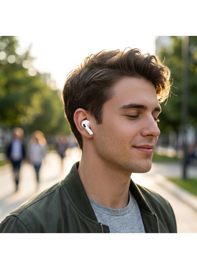 هيتيج سماعات أذن لاسلكية Hitage TWS-195 بتقنية Bluetooth 5.0 مع علبة شحن، وصوت ستيريو عالي الدقة، وتحكم باللمس، وميكروفون مدمج، ووقت تشغيل موسيقى يصل إلى 10 ساعات - متوافقة مع أجهزة Android وiPhone - لون أبيض - Image 3