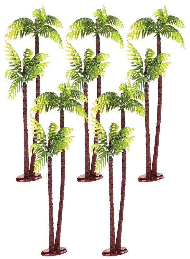TOPPERFUN 5pcs Mini Palm Tree Figurines - Green Artificial Coconut Tree Plastic Fake Palm for Tropical Diorama Fairy Garden Decor, Cake Topper Decoration & Hawaii Indoor/Outdoor Banquet Ornament - Image 1