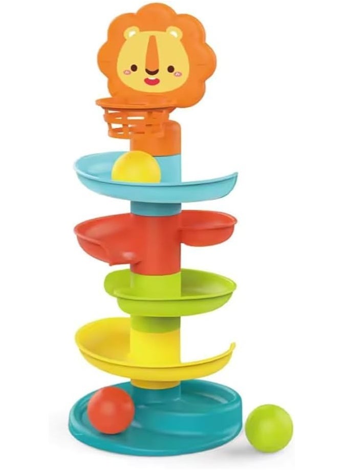 HUANGER Lion Ball Drop Toy, Spiral Tower With 3 Coloured Balls  - Image 1