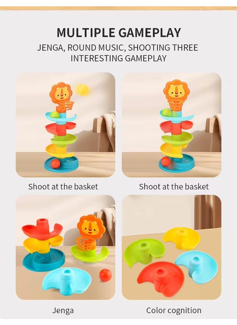 HUANGER Lion Ball Drop Toy, Spiral Tower With 3 Coloured Balls  - Image 2