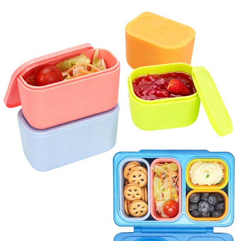Viotiin Dip Containers for OmieBox UP bento Box, 4 Pack Leakproof Salad Dressing Container To Go, Condiment Containers with Lids - Food Safe Silicone - 4.5 & 9 ounces - Image 1
