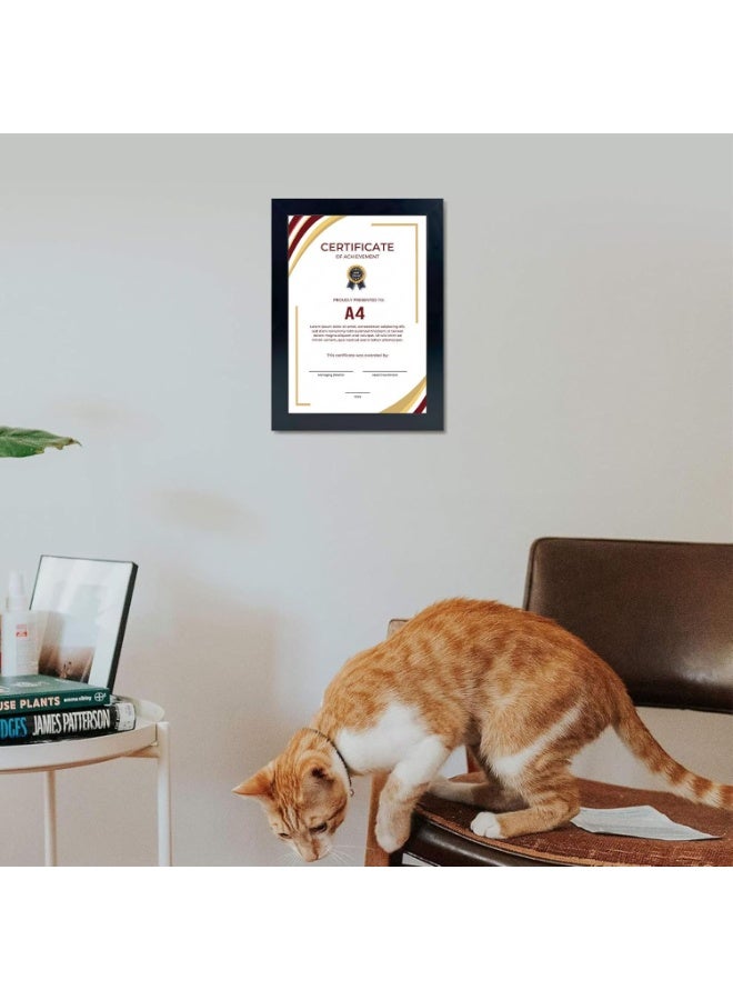 Decorhills A4 Certificate Frame & Document Frame – Plexiglass Frame for Home & Office, Wall Mount & Tabletop Display, Portrait & Landscape, Durable PVC Frame Black, 21x29.7 cm - Image 2