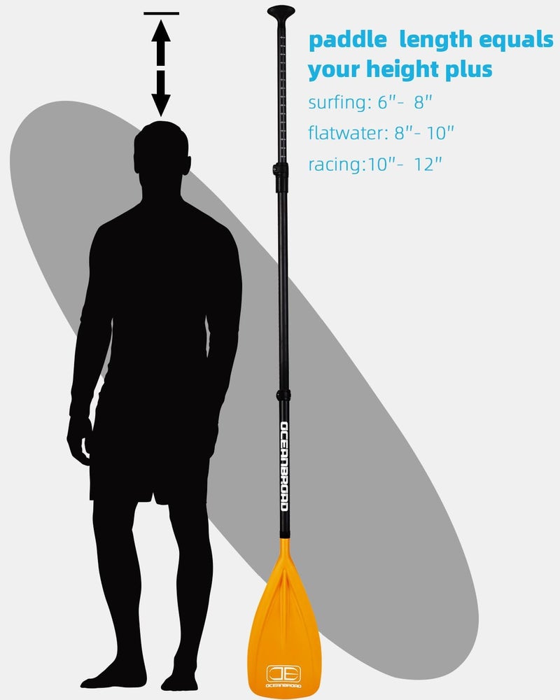 OCEANBROAD SUP Paddle Board Paddle 3 Pieces Adjustable Carbon Shaft Stand up Paddle with Bag - Image 5