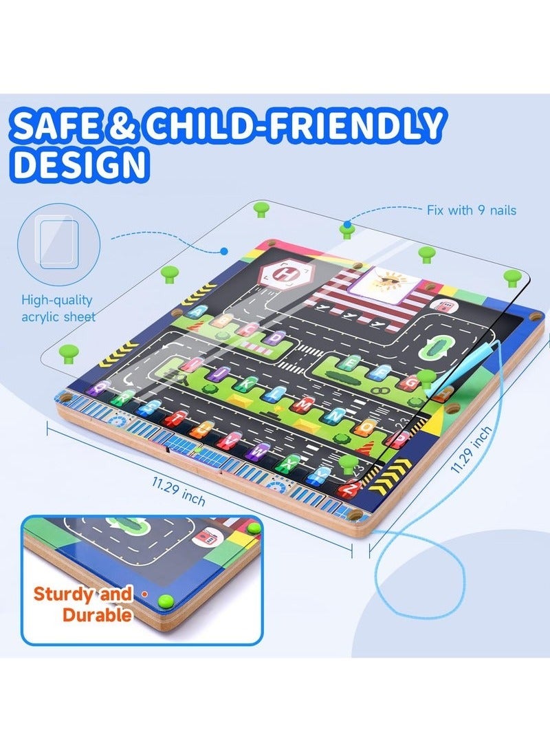 شو وو متاهة مغناطيسية 2 في 1 للألوان والأرقام، متاهة أبجدية مغناطيسية، لوحة متاهة مغناطيسية، ألعاب مونتيسوري للأطفال بعمر 3 سنوات، ألعاب المهارات الحركية الدقيقة للأطفال الصغار، هدية للأولاد والبنات - Image 3
