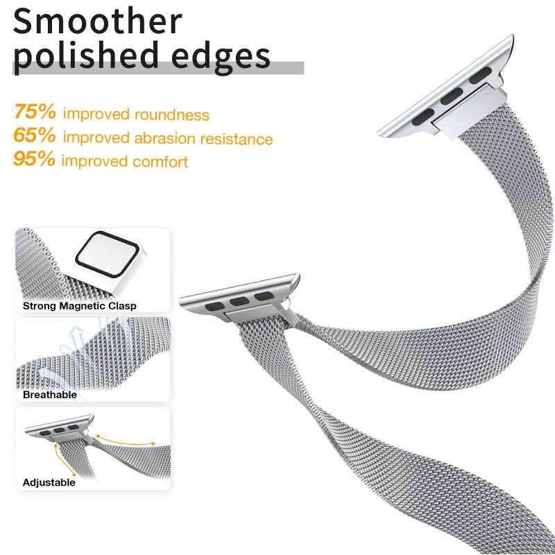 MARGE PLUS Slim Milanese Loop Compatible with Apple Watch Band for women 41mm 40mm 38mm 42mm 46mm 45mm 44mm, Stainless Steel Magnetic Mesh Strap work on iWatch Series 11 10 9 8 7 6 5 4 3 & SE 3 2 1 - Image 3